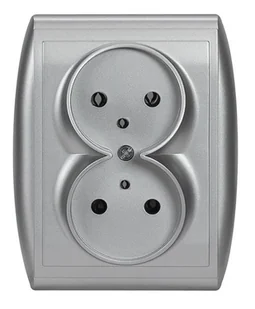 Abex Gniazdo podwójne z/u monoblok Nova - srebro - Gniazdka elektryczne - miniaturka - grafika 1