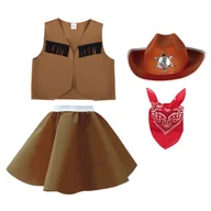 Dresy i komplety dla dziewczynek - ZESTAW KOWBOJ BRĄZOWY 134-140 4el - miniaturka - grafika 1