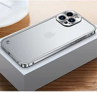 Etui i futerały do telefonów - Luksusowa metalowa ramka Osłona obiektywu Aluminiowe etui na telefon do Iphone 13 Pro 14 Pro Max 12 Pro Max 11 Matowa półprzezroczysta osłona Srebr... - miniaturka - grafika 1