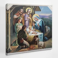 Ikony i obrazy sakralne - Święta Rodzina i Pasterze - obraz polycanvas, 40x40 - miniaturka - grafika 1