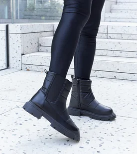 Czarne ocieplane śniegowce Galvani-39 - Botki damskie - miniaturka - grafika 1