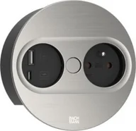 Gniazdka elektryczne - Bachmann BACHMANN TWIST 2 1xUTE 1xUSB A/C 22W 2.0m AEH stal nierdzewna wygląd okrągły - miniaturka - grafika 1