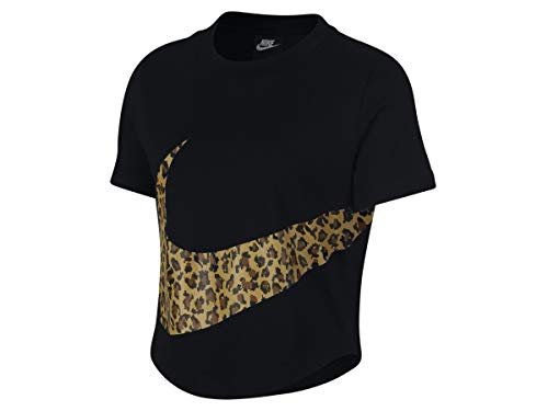 Nike Damski W NSW TOP SS CROP ANML T-shirt, czarny, S