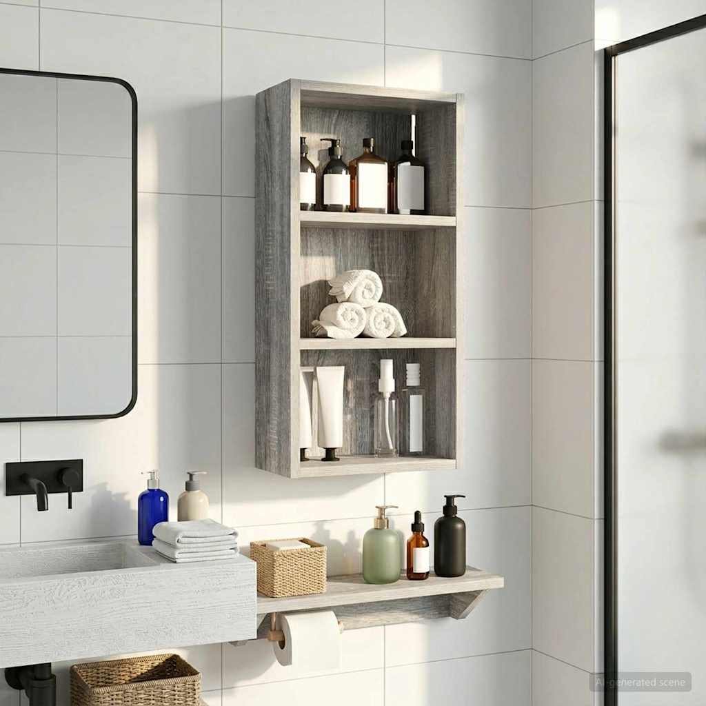 vidaXL vidaXL Szafka ścienna łazienkowa Szary Sonoma 30 x 16 x 62,5 cm