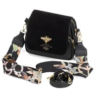 Torebki damskie - Polska Torebka Damska Czarna Listonoszka Ego Kolorowy Pasek Na Ramię - miniaturka - grafika 1