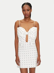 BARDOT Sukienka letnia Vieda Linen Bow 59711DB Biały Regular Fit - Sukienki - miniaturka - grafika 1