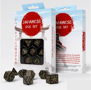 Japanese Dice Set, kropki w kolorze czarnym i złotym Q-Workshop - gra - Akcesoria do gier planszowych - miniaturka - grafika 1