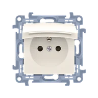 Gniazdka elektryczne - Kontakt Simon Gniazdo bryzgoszczelne IP44 z klapką, szybkozłącze, SIMON 10 - kremowe - miniaturka - grafika 1