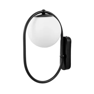 PANARI W1 kinkiet owalna czarna obręcz z kulistym kloszem 1xE27 - Lampy ścienne - miniaturka - grafika 1