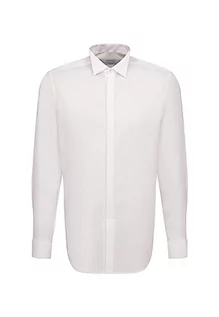 Koszule męskie - Seidensticker Męska koszula smoking Modern Fit – bez prasowania, wąska taliowana koszula z kołnierzem z kołnierzem i mankietem – długi rękaw – 100% bawełna, beżowy (21 ecru), 40 PL - grafika 1