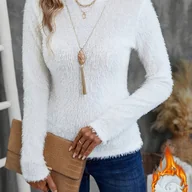 Bluzki damskie - TEMU Elegancki Sweter Damski z DﾅＶgim Rﾄ冖awem 窶� MiﾅＺ i CiepﾅＦ Tunika , Przytulny swetr na jesﾅ� &zimeﾌ］naﾌｨ rokuﾌ� roczne wyjﾅ嫩ia od casual po - miniaturka - grafika 1