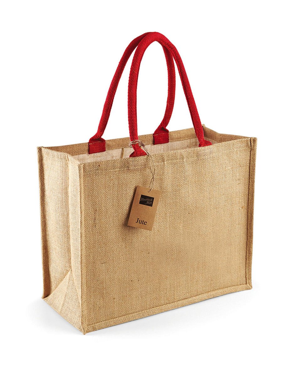 Torba z juty, Mini Westford Mill 61228, One Size Natural/Bright Red