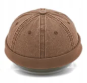 Czapki i chusty sportowe męskie - Czapka DOKERKA krótka leonka bez daszka BRĄZOWA Pako Jeans - miniaturka - grafika 1