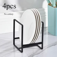 Inne - TEMU Zestaw 4 Czarne Metalowe Stojaki na Naczynia - Oszczędzający Miejsce, Wielopoziomowy Organizer na Półki do Kuchni, Trwałe Montowanie Bez - miniaturka - grafika 1