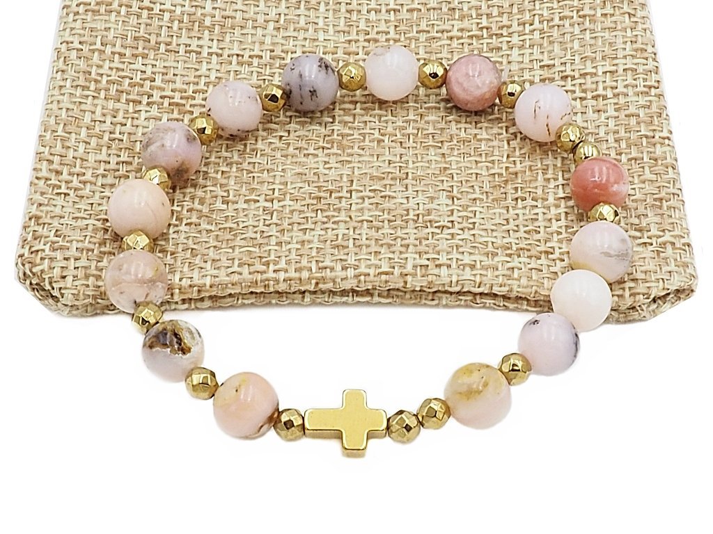 Bransoletka różaniec na rękę opal peruwiański