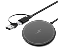 Ładowarki do telefonów - Ładowarka indukcyjna Pantherise magnetyczna do iPhone USB-C/USB-A czarna - miniaturka - grafika 1