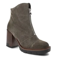 Botki damskie - Zielone Botki Karino Damskie Modne Obuwie Jesienne - miniaturka - grafika 1