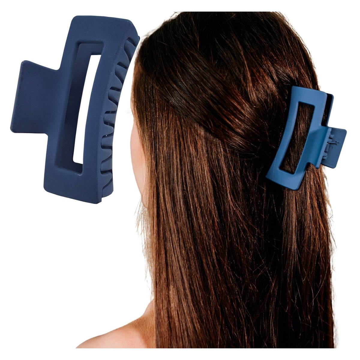 Klamra do Włosów Niebieska Duża Spinka Francuska Matowa Lekka i Wytrzymała