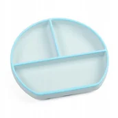 Miseczki i talerzyki dla dzieci - Talerzyk Silikonowy THREE 2 niebieski - miniaturka - grafika 1