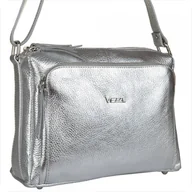 Torebki damskie - Modna skórzana torebka srebrna VEZZE w rozmiarze L - miniaturka - grafika 1
