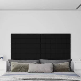 Panele ścienne, 12 szt., czarne, 90x15 cm, tkanina, 1,62 m² - Dekoracje domu - miniaturka - grafika 1