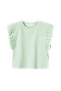 Bluzki dla niemowląt - Niemowlęca bluzka z krótkim rękawem i falbanką- zielona - grafika 1