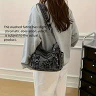 Torebki damskie - TEMU Damska Torebka Crossbody w Stylu Retro Western Cowboy z Zamknięciem na Zamek Błyskawiczny - Lekka Torebka, Wielokomorowa Torebka ze Złotymi - miniaturka - grafika 1