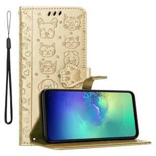 Pokrowiec Do Samsung Galaxy S10e w Etui SHINY ZŁOTY Pieski Kotki Obudowa Case Cover Cadorabo - Etui i futerały do telefonów - miniaturka - grafika 1