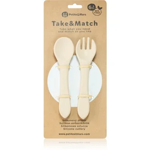 Petite&Mars Take&Match Silicone Cutlery sztućce Desert Sand 6 m+ 2 szt. - Sztućce dla dzieci - miniaturka - grafika 1