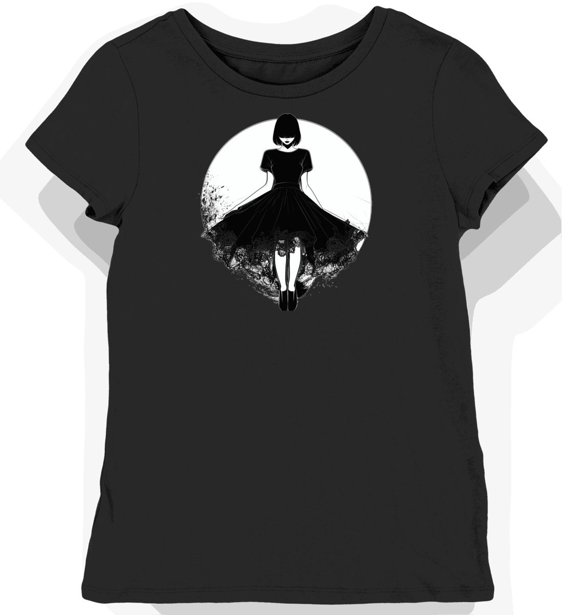 Koszulka damska czarna z motywem futurystycznej koronki XL