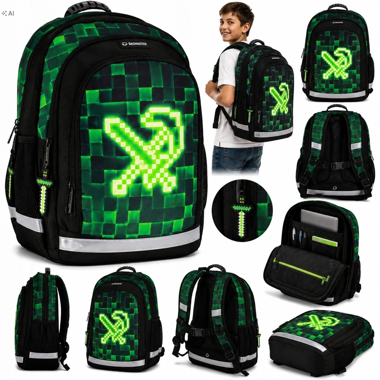 Plecak Szkolny Dla Chłopca Tornister Pixel Gra 3D Piksele Minecraft Starpak