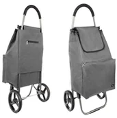 Torby i wózki na zakupy - Lekki wózek składany torba na zakupy duże łożyskowane kółka 44l SZARY - miniaturka - grafika 1