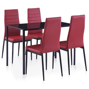 vidaXL 5-częściowy zestaw mebli do jadalni, czerwone wino - Stoły z krzesłami - miniaturka - grafika 1