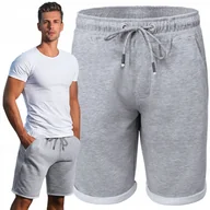 Spodenki męskie - Krótkie Spodenki SZORTY Dresowe Męskie ARABESKA Szare Melanż M Pako Jeans - miniaturka - grafika 1