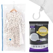 Pokrowce na ubrania - Wiszący worek próżniowy na ubrania z wieszakiem 70x140 5 ubrań do szafy - miniaturka - grafika 1