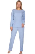 Piżamy damskie - Piżama damska niebieska na długi rękaw i z długą nogawką 643, Kolor niebieski, Rozmiar M, Regina - Primodo.com - miniaturka - grafika 1