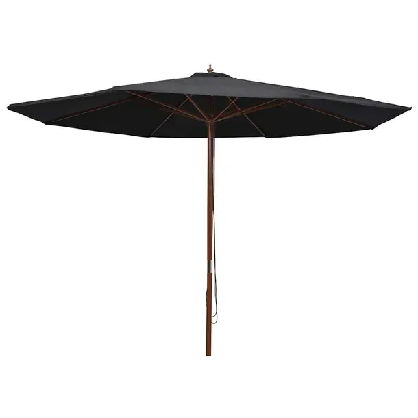 Parasol ogrodowy UV z poliestru, czarny, 350 x 240 cm, śr. słupka 48 mm