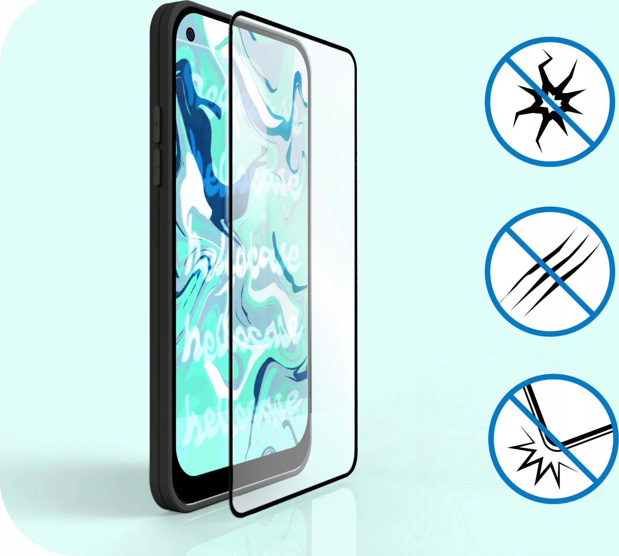 Hello Case 3x Szkło Hybrydowe do Oppo A54 5G szybka 9H, 5D, ochronne, na cały ekran