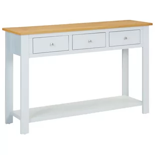 vidaXL Stolik typu konsola, 118x35x77 cm, lite drewno dębowe vidaXL - Konsole i sekretarzyki - miniaturka - grafika 1