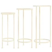 Donice - vidaXL Zestaw 3 kwietników vintage, metalowy, antyczny biały - miniaturka - grafika 1