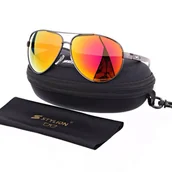 Okulary przeciwsłoneczne - Grafitowe okulary lustrzane przeciwsłoneczne pilotki z polaryzacją PRM-330 - miniaturka - grafika 1