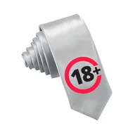 Krawaty i muchy męskie - KRAWAT SREBRNY MĘSKI NA PREZENT URODZINY 18-STE ŚMIESZNE ZABAWNE WZORY - miniaturka - grafika 1