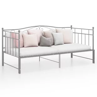 vidaXL Sofa z wysuwaną ramą łóżka szara metalowa 90x200 cm 324784 - Sofy i kanapy - miniaturka - grafika 1