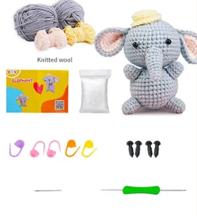 Zestaw do szydełkowania DIY SŁONIK - Zabawki kreatywne - miniaturka - grafika 1