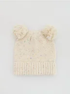 Buciki dla niemowląt - Reserved - Bawełniana czapka z uszkami - złamana biel - miniaturka - grafika 1