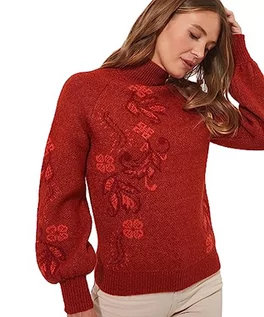 Swetry damskie - Joe Browns Damski sweter z nadrukiem w stylu paisley z balonem, lejek na szyję, pomarańczowy, 12, rdzawy, 38 - grafika 1