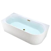 Wanny - Wanna ryflowana przyścienna narożna lewa korek oraz przelew złoty 140 cm Rio Hydrosan - miniaturka - grafika 1