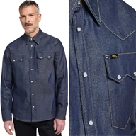 Koszule męskie - Lee 101 50S WESTERN SHIRT Dry PREMIUM GRANATOWA KOSZULA JEANSOWA S - miniaturka - grafika 1