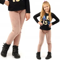 Legginsy - Legginsy dziewczęce Welurowe Elastyczne Spodnie Getry Welur Pudrowy Róż 140 - miniaturka - grafika 1