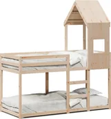 Łóżka dla dzieci i młodzieży - Łóżko piętrowe bez materaca, 90x190 cm, lite drewno sosnowe - miniaturka - grafika 1